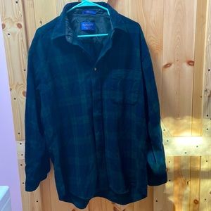 PENDELTON MEN'S PLAID LODGE SHIRT - LARGE - BLACK WATCH TARTAN